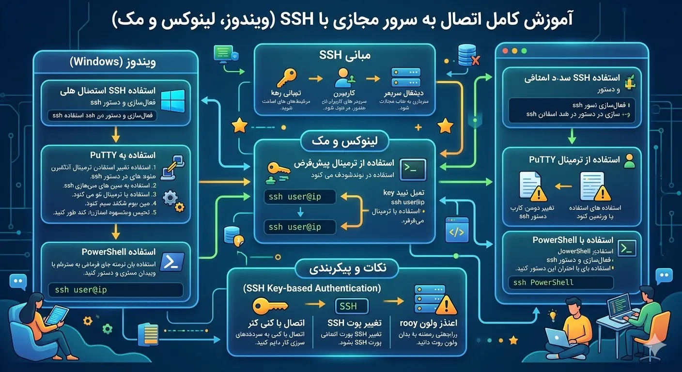 آموزش کامل اتصال به سرور مجازی با SSH (ویندوز، لینوکس و مک)